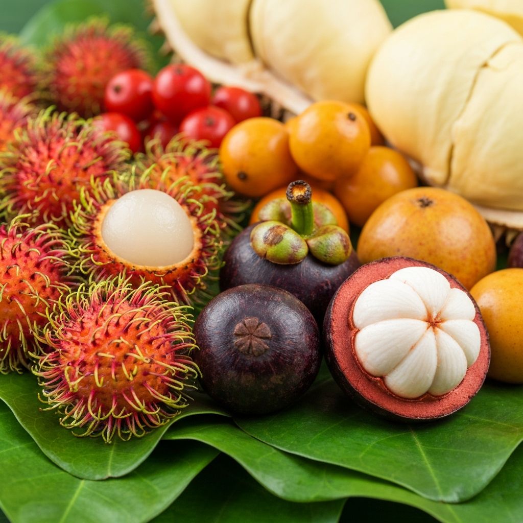 Colorful exotic tropical berries display